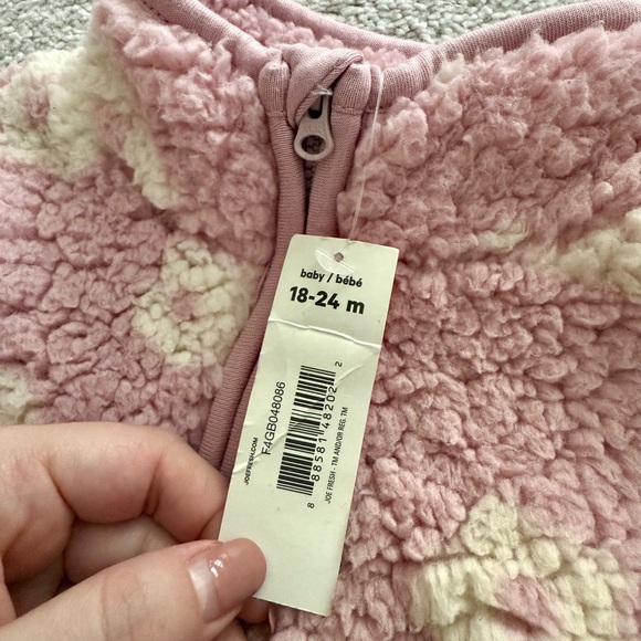 Joe Fresh Pink and Cream Floral Fleece One-Piece Outerwear Snow Suit - Picture 3 of 7